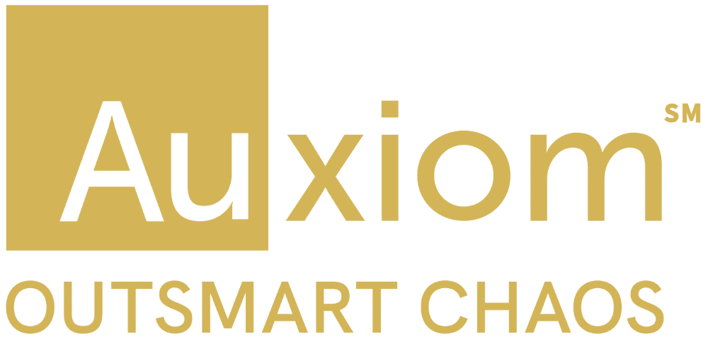 Auxiom Logo Outsmary Chaos Service Mark Gold